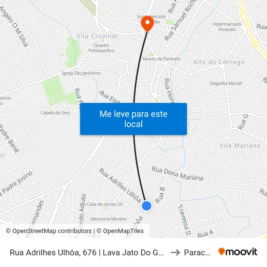 Rua Adrilhes Ulhôa, 676 | Lava Jato Do Gaspar to Paracatu map