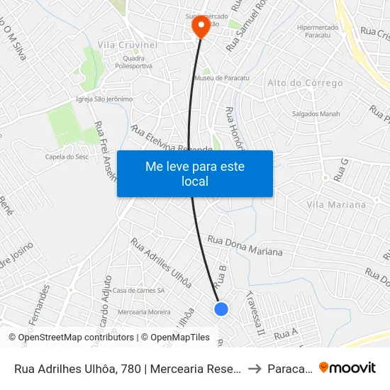 Rua Adrilhes Ulhôa, 780 | Mercearia Resende to Paracatu map