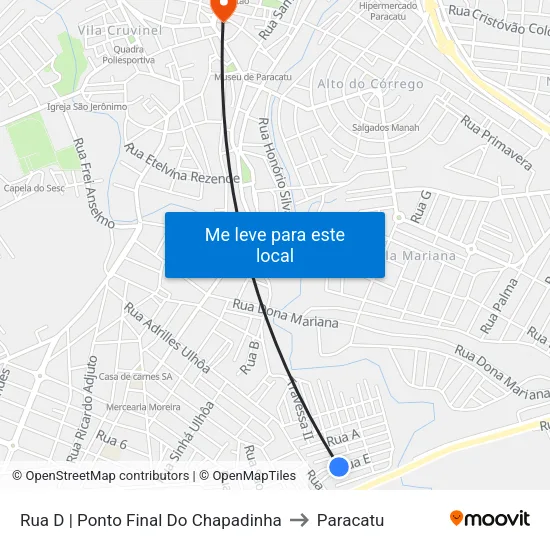 Rua D | Ponto Final Do Chapadinha to Paracatu map