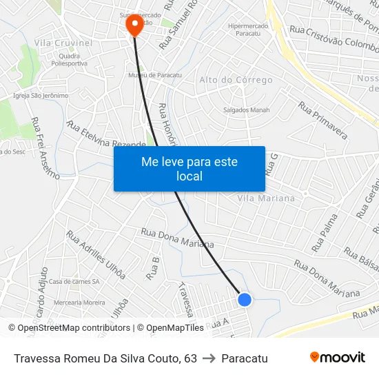 Travessa Romeu Da Silva Couto, 63 to Paracatu map