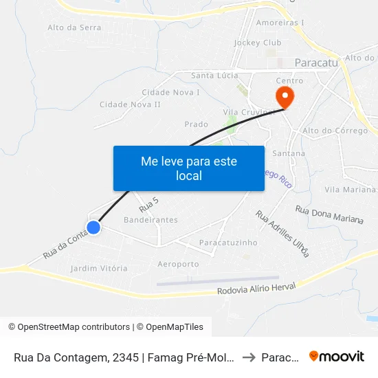 Rua Da Contagem, 2345 | Famag Pré-Moldados to Paracatu map