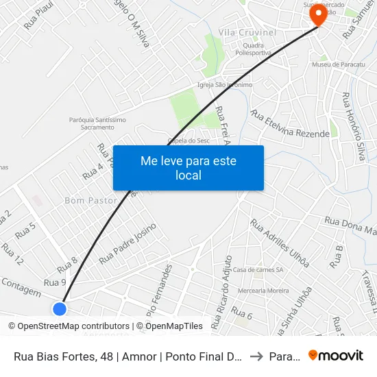 Rua Bias Fortes, 48 | Amnor | Ponto Final Do Bairro Aeroporto to Paracatu map