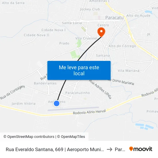 Rua Everaldo Santana, 669 | Aeroporto Municipal Pedro Rabelo De Sousa to Paracatu map