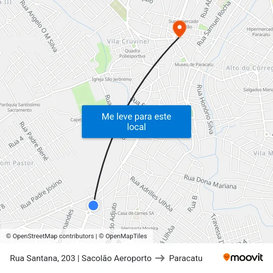 Rua Santana, 203 | Sacolão Aeroporto to Paracatu map