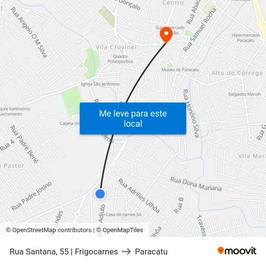 Rua Santana, 55 | Frigocarnes to Paracatu map