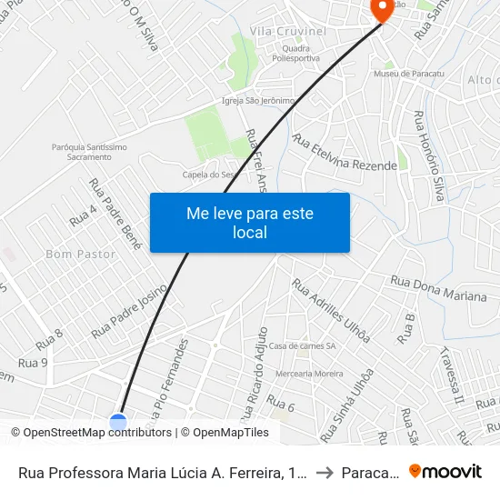 Rua Professora Maria Lúcia A. Ferreira, 110 to Paracatu map
