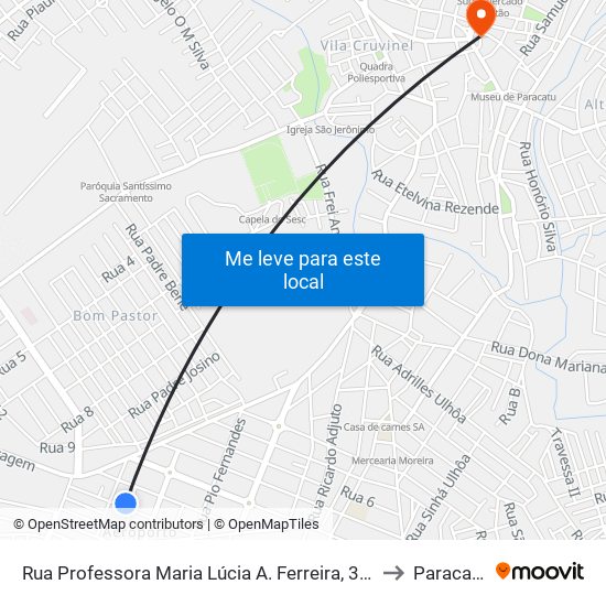 Rua Professora Maria Lúcia A. Ferreira, 300 to Paracatu map