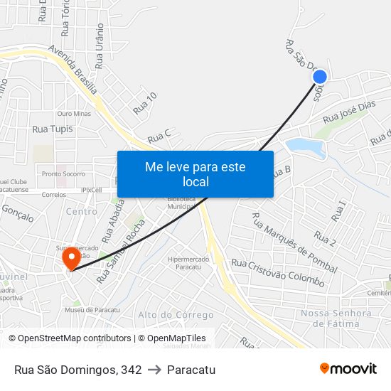 Rua São Domingos, 342 to Paracatu map