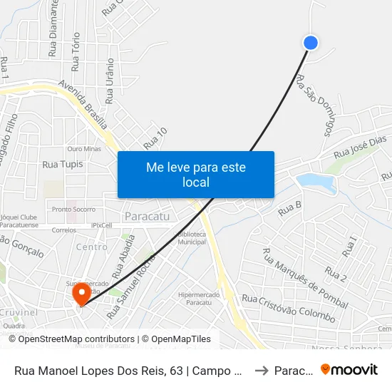 Rua Manoel Lopes Dos Reis, 63 | Campo De Futebol to Paracatu map