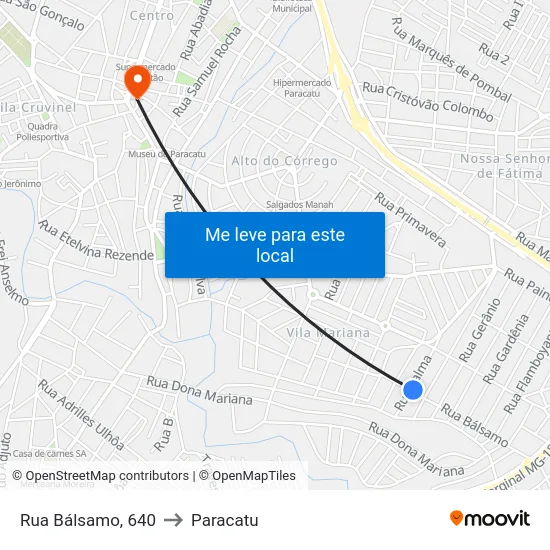 Rua Bálsamo, 640 to Paracatu map