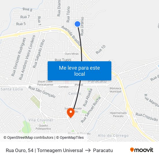 Rua Ouro, 54 | Torneagem Universal to Paracatu map