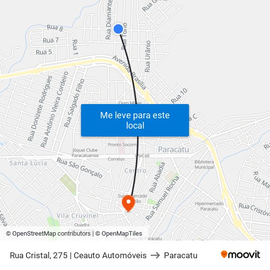 Rua Cristal, 275 | Ceauto Automóveis to Paracatu map