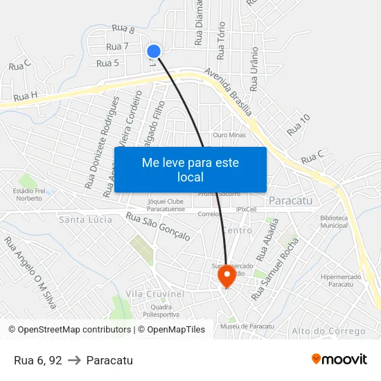 Rua 6, 92 to Paracatu map