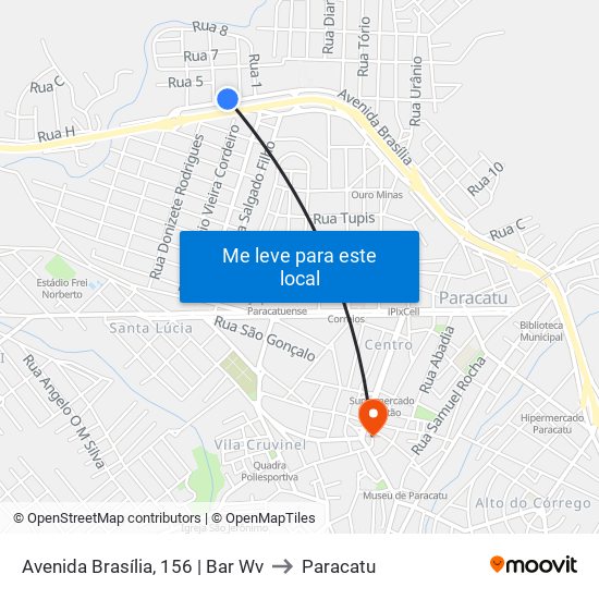 Avenida Brasília, 156 | Bar Wv to Paracatu map