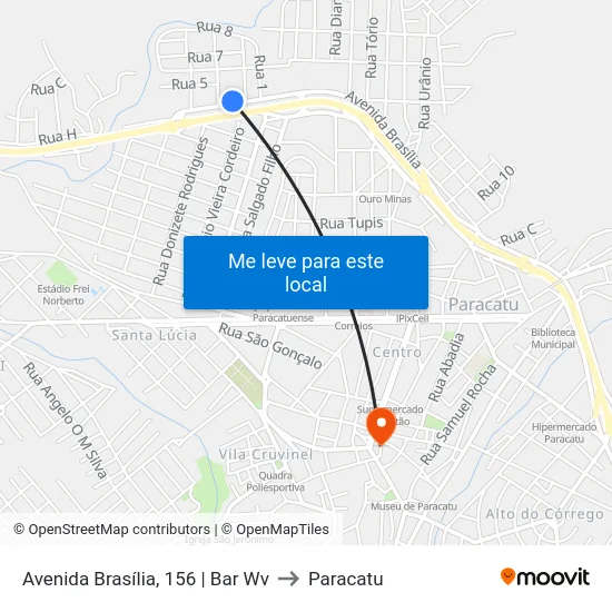 Avenida Brasília, 156 | Bar Wv to Paracatu map