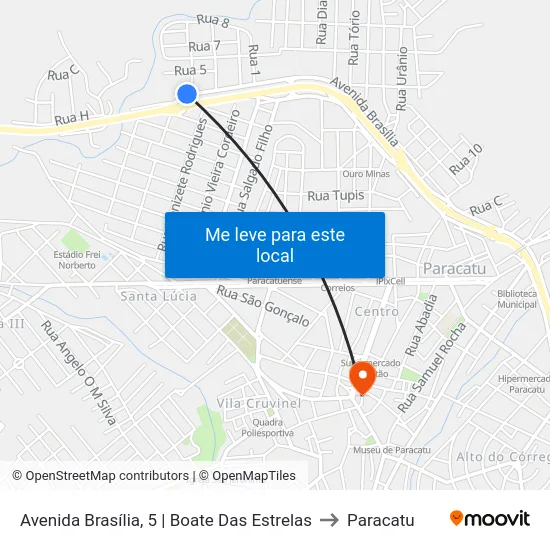 Avenida Brasília, 5 | Boate Das Estrelas to Paracatu map