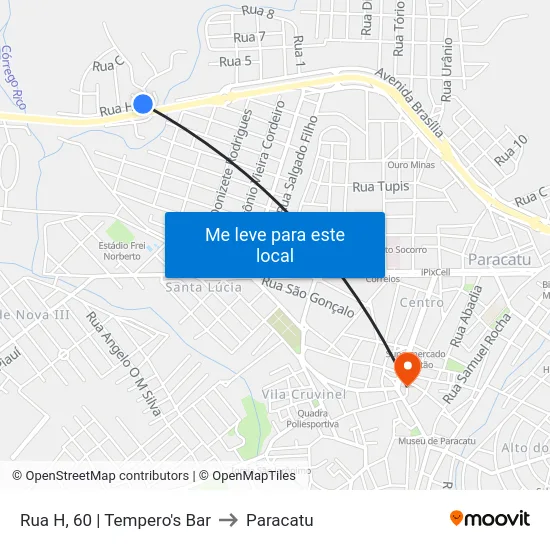 Rua H, 60 | Tempero's Bar to Paracatu map