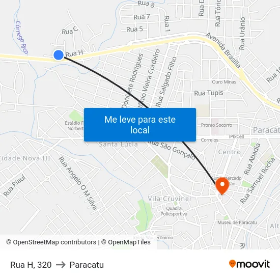Rua H, 320 to Paracatu map