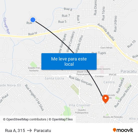 Rua A, 315 to Paracatu map