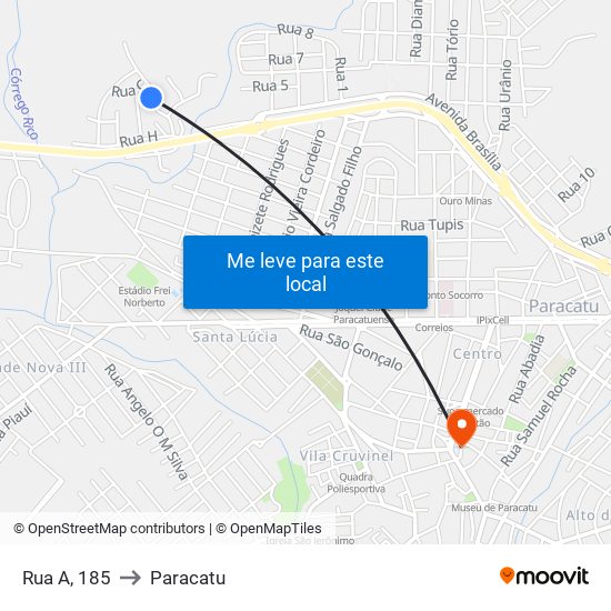 Rua A, 185 to Paracatu map