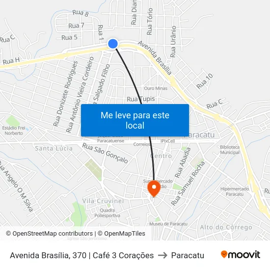 Avenida Brasília, 370 | Café 3 Corações to Paracatu map
