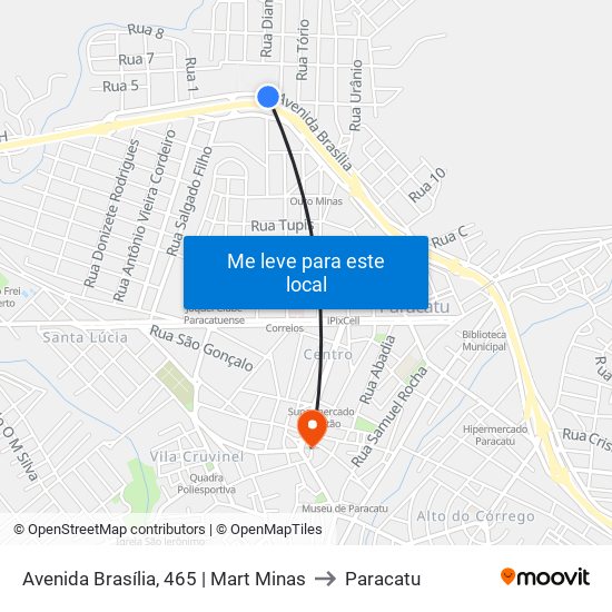 Avenida Brasília, 465 | Mart Minas to Paracatu map