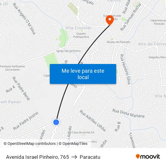 Avenida Israel Pinheiro, 765 to Paracatu map