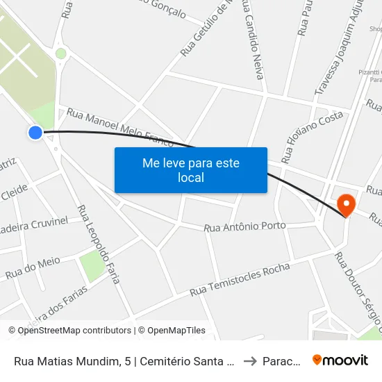Rua Matias Mundim, 5 | Cemitério Santa Cruz to Paracatu map