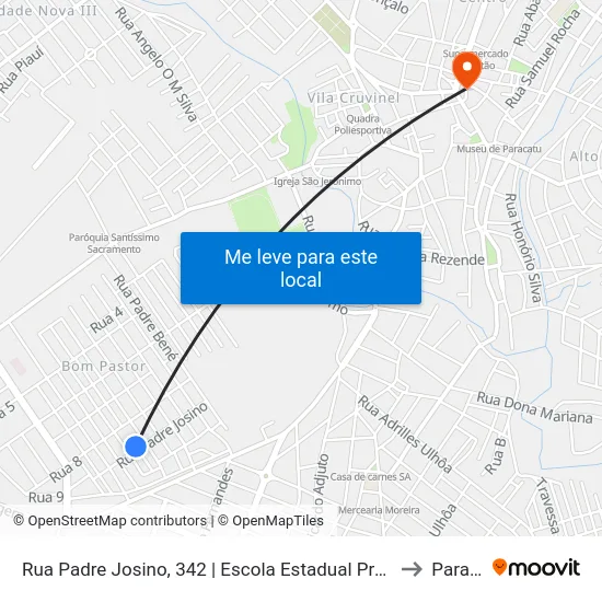 Rua Padre Josino, 342 | Escola Estadual Professor Josino Neiva to Paracatu map