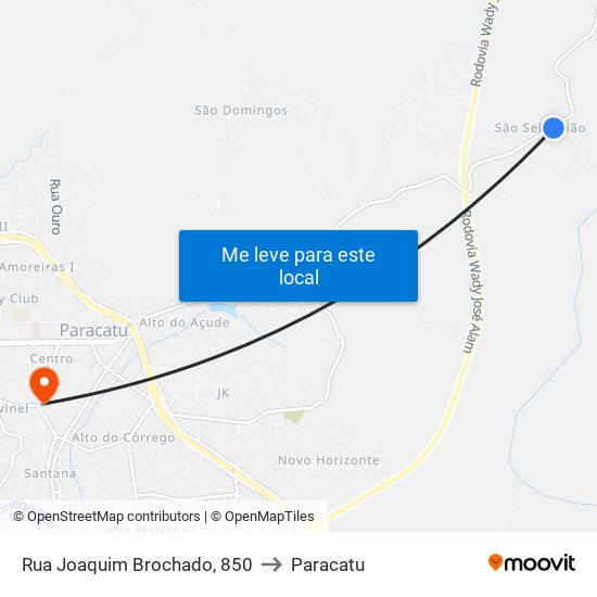 Rua Joaquim Brochado, 850 to Paracatu map