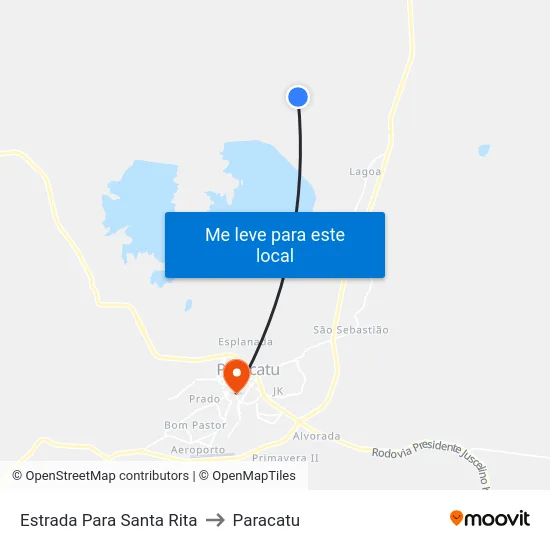 Estrada Para Santa Rita to Paracatu map