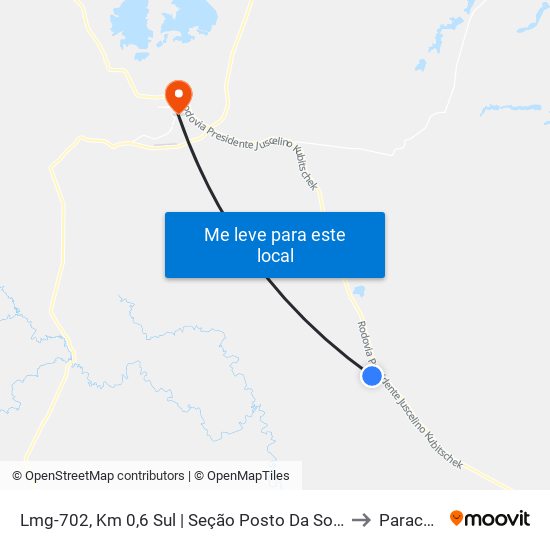 Lmg-702, Km 0,6 Sul | Seção Posto Da Sombra to Paracatu map