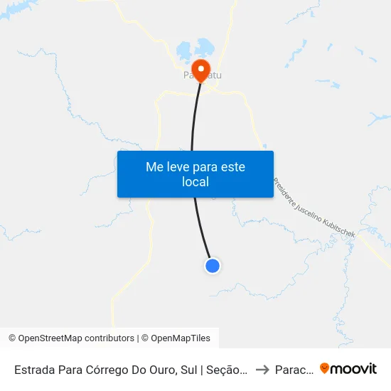 Estrada Para Córrego Do Ouro, Sul | Seção Maria Rosa to Paracatu map