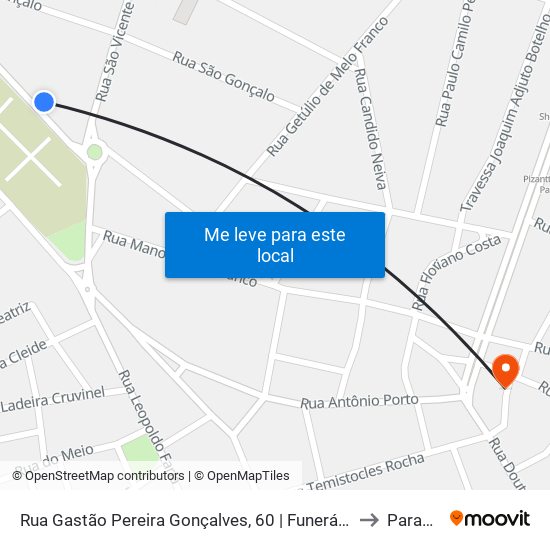 Rua Gastão Pereira Gonçalves, 60 | Funerária São João to Paracatu map