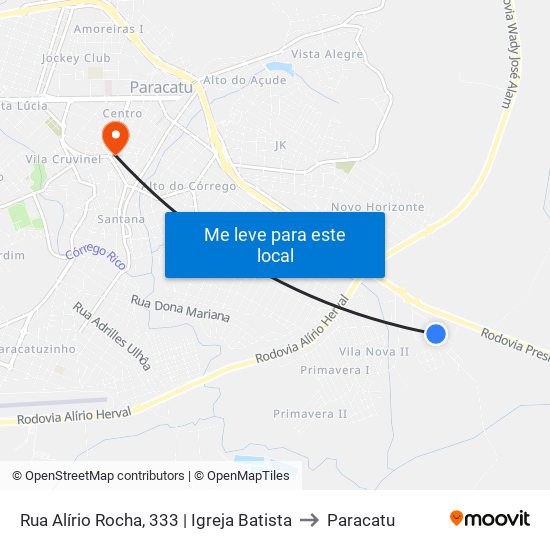 Rua Alírio Rocha, 333 | Igreja Batista to Paracatu map