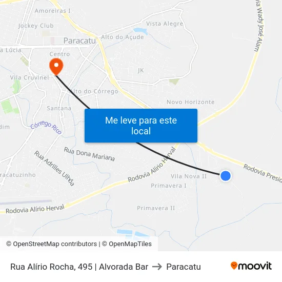 Rua Alírio Rocha, 495 | Alvorada Bar to Paracatu map