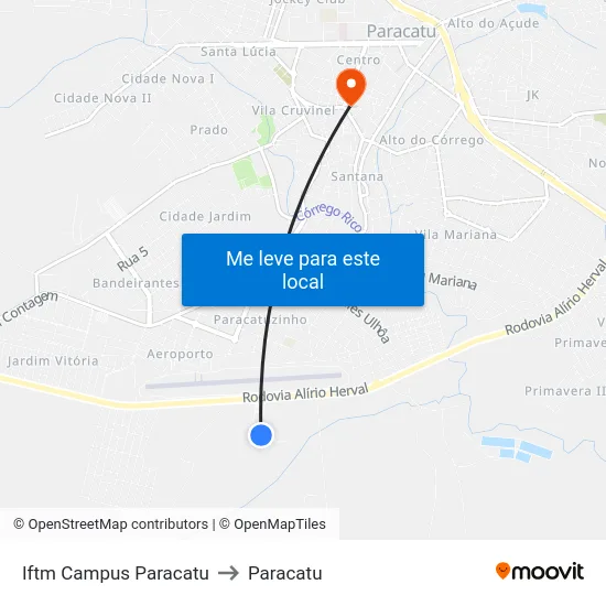 Iftm Campus Paracatu to Paracatu map