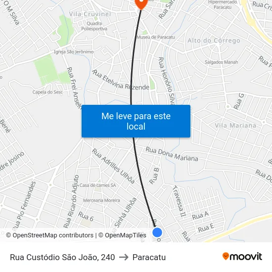 Rua Custódio São João, 240 to Paracatu map
