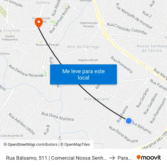 Rua Bálsamo, 511 | Comercial Nossa Senhora Da Lapa to Paracatu map