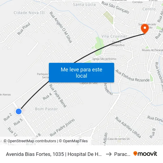 Avenida Bias Fortes, 1035 | Hospital De Hemodiálise to Paracatu map