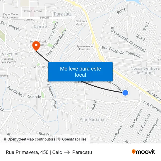 Rua Primavera, 450 | Caic to Paracatu map