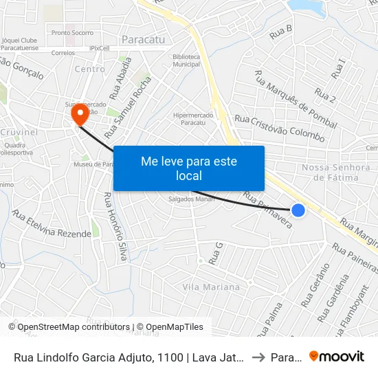 Rua Lindolfo Garcia Adjuto, 1100 | Lava Jato Do Posto Cruzeiro to Paracatu map