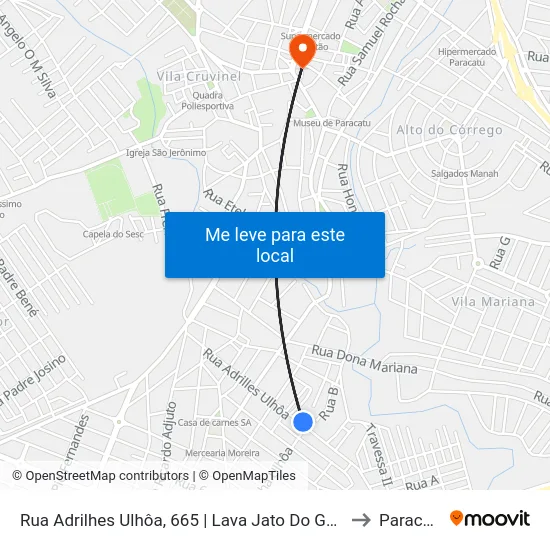 Rua Adrilhes Ulhôa, 665 | Lava Jato Do Gaspar to Paracatu map
