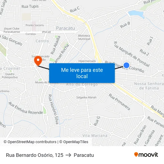 Rua Bernardo Osório, 125 to Paracatu map