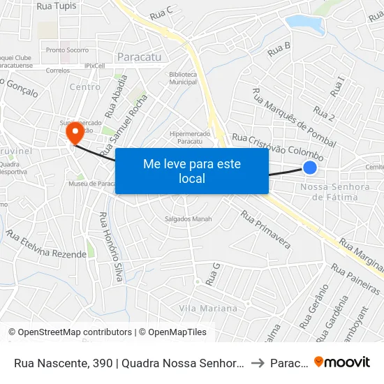 Rua Nascente, 390 | Quadra Nossa Senhora De Fátima to Paracatu map