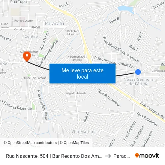 Rua Nascente, 504 | Bar Recanto Dos Amigos to Paracatu map