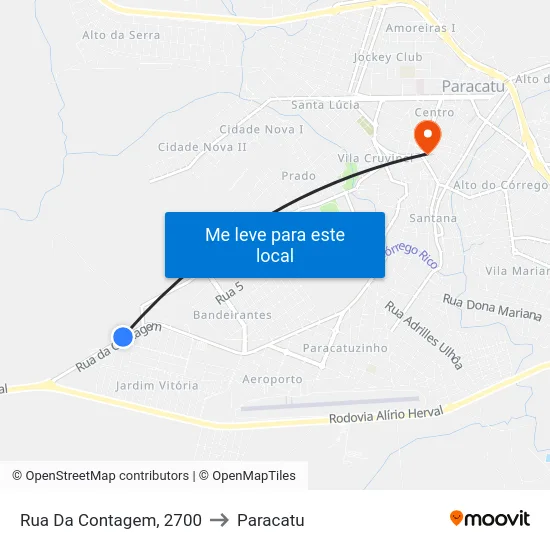 Rua Da Contagem, 2700 to Paracatu map