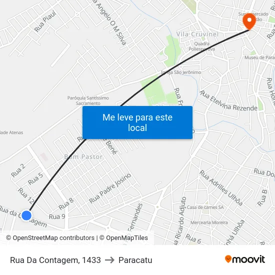 Rua Da Contagem, 1433 to Paracatu map