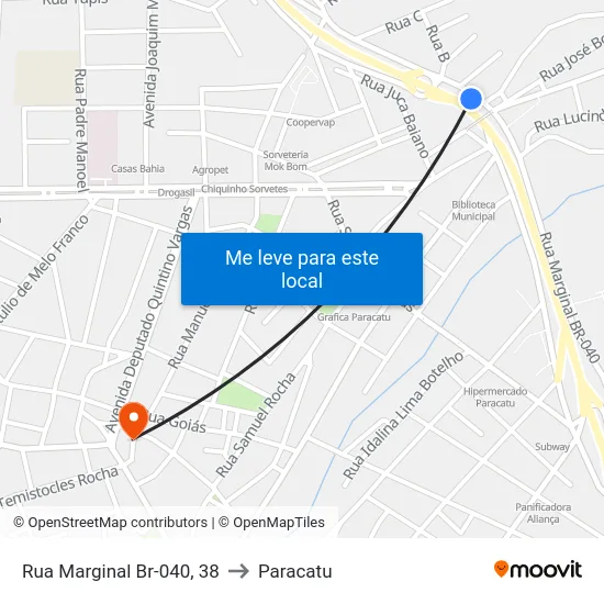 Rua Marginal Br-040, 38 to Paracatu map