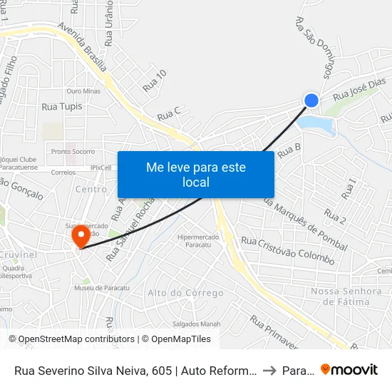 Rua Severino Silva Neiva, 605 | Auto Reformadora Santa Teresinha to Paracatu map